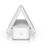 Weighted stand with adjustable clamp keeps non-rack UniFi devices upright on flat surfaces.