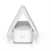 Weighted stand with adjustable clamp keeps non-rack UniFi devices upright on flat surfaces.