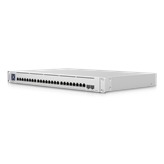 The Switch Enterprise XG 24 (USW Enterprise XG 24) is a fully managed, mult-gigabit, Layer 3 switch with (24) 10GbE RJ45 ports and (2) 25G SFP28 ports. The USW Enterprise XG 24 also features a 1.3" LCM color touchscreen that concisely displays key system and connection insights.  Additionally, the USW Enterprise XG 24 offers enhanced power supply failure protection when connected to the SmartPower Redundant Power System (USP RPS sold separately). This switch can be monitored or configured from anywhere with the powerful, intuitive UniFi Network web application and mobile app.