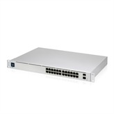 The USW-PRO-24-POE is a configurable Gigabit Layer2 and Layer3* switch with auto-sensing 802.3at PoE+ and 802.3bt PoE++. Sixteen PoE+ and eight PoE++ RJ45 Ethernet ports have total 400W PoE budget, and two SFP+ ports offer 10Gbps uplink options. Near-silent cooling and a 1.3" touch LCM.