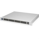The USW-PRO-48-POE is a configurable Gigabit Layer2 and Layer3 switch with auto-sensing 802.3at PoE+ and 802.3bt PoE++. Forty PoE+ and eight PoE++ RJ45 Ethernet ports have total 600W PoE budget, and four SFP+ ports offer 10Gbps uplink options. Near-silent cooling and a 1.3" touch LCM.