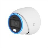Allweather, vandalproof 4K PoE+ turret camera with enhanced AI capabilities and IR and visible LEDs for night vision.