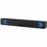 17.6" PORTABLE BLUETOOTH SOUNDBAR - 10W 2.0 Channel with built in Mic, LED RGB Lights, FM Radio, AUX Input, HDMI Input, Micro SD Input, With retractable phone holder FEATURES & SPECS: 2.0 Channel Soundbar Built-In Bluetooth Receiver Allows You to Wirelessly Connect to Your Bluetooth Enabled Devices Bluetooth Range Up to 10M LED RGB Lights FM Radio 3.5mm Aux Input for external audio devices 2.28 low-profile Fits in most spaces and can be placed in front of your TV without blocking your TV s screen. Connect the soundbar to your TV or other devices with HDMI cable Bluetooth version: 5.3 Driver Unit: 2" x 2 Frequency Response: 200HZ-20Khz Impedance: 4? S/N Ratio: ? 80dB Power Output: 5W + 5W= 10W RMS Rechargable Battery: 1200mAh Power Supply: DC 5V Connectivity: Bluetooth , Micro SD, AUX, HDMI ARC Dimensions: 17.6 2.37 2.28 in.