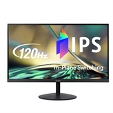 27" Full HD (1920 x 1080) Widescreen IPS Display. Adaptive-Sync Support (FreeSync Compatible). Response Time: 1ms VRB. Refresh Rate: 120Hz Using HDMI Port. Color Gamut: sRGB 99%. Ergonomic Tilt: -5 to 25. VESA mounting compliant (100 x 100mm). Acer VisionCare Technologies. Video Ports: 1 x HDMI 1.4 & 1 x VGA.